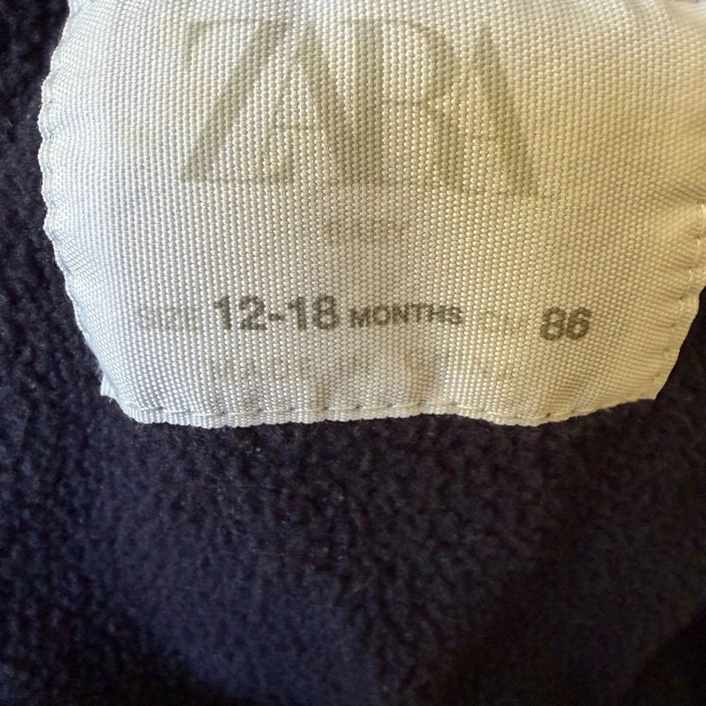Zara Baby Puffer Lined Jacket 12-18 months Navy Blue Fur Hood Snap Pockets Coat